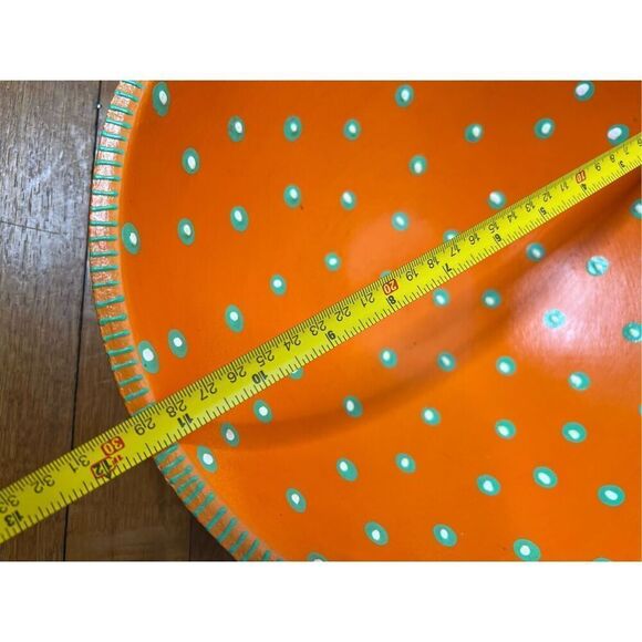 Wooden Orange Hand Painted Decorative 11.5" Bowl - Painted in Africa - Picture 5 of 5